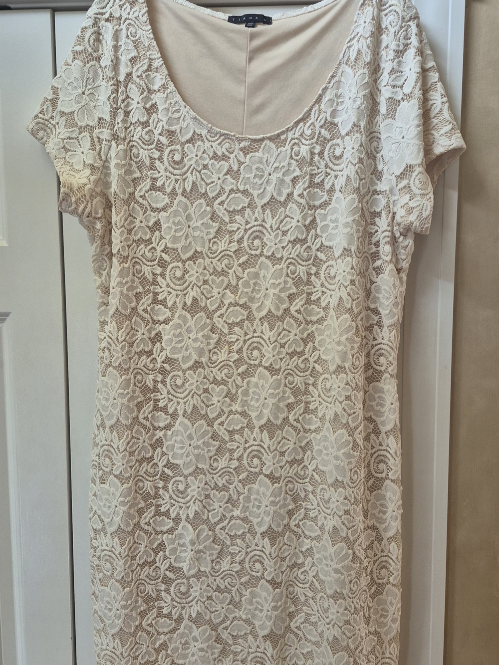 Tiana B. Cream Lace Overlay Scoop Neck Tunic